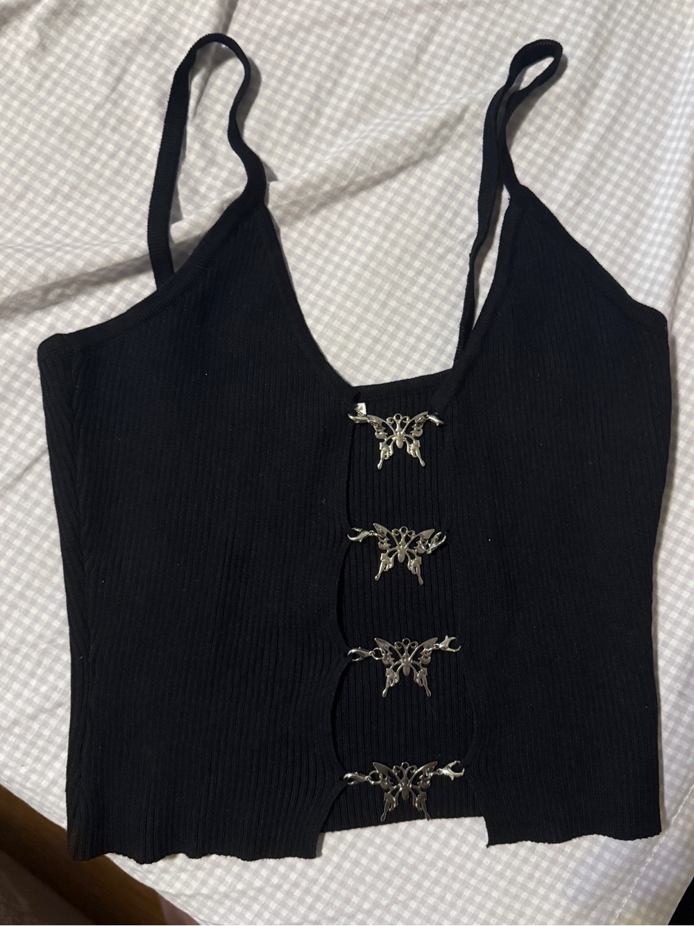 Butterfly corset peekaboo tank top gothic Y2K punk